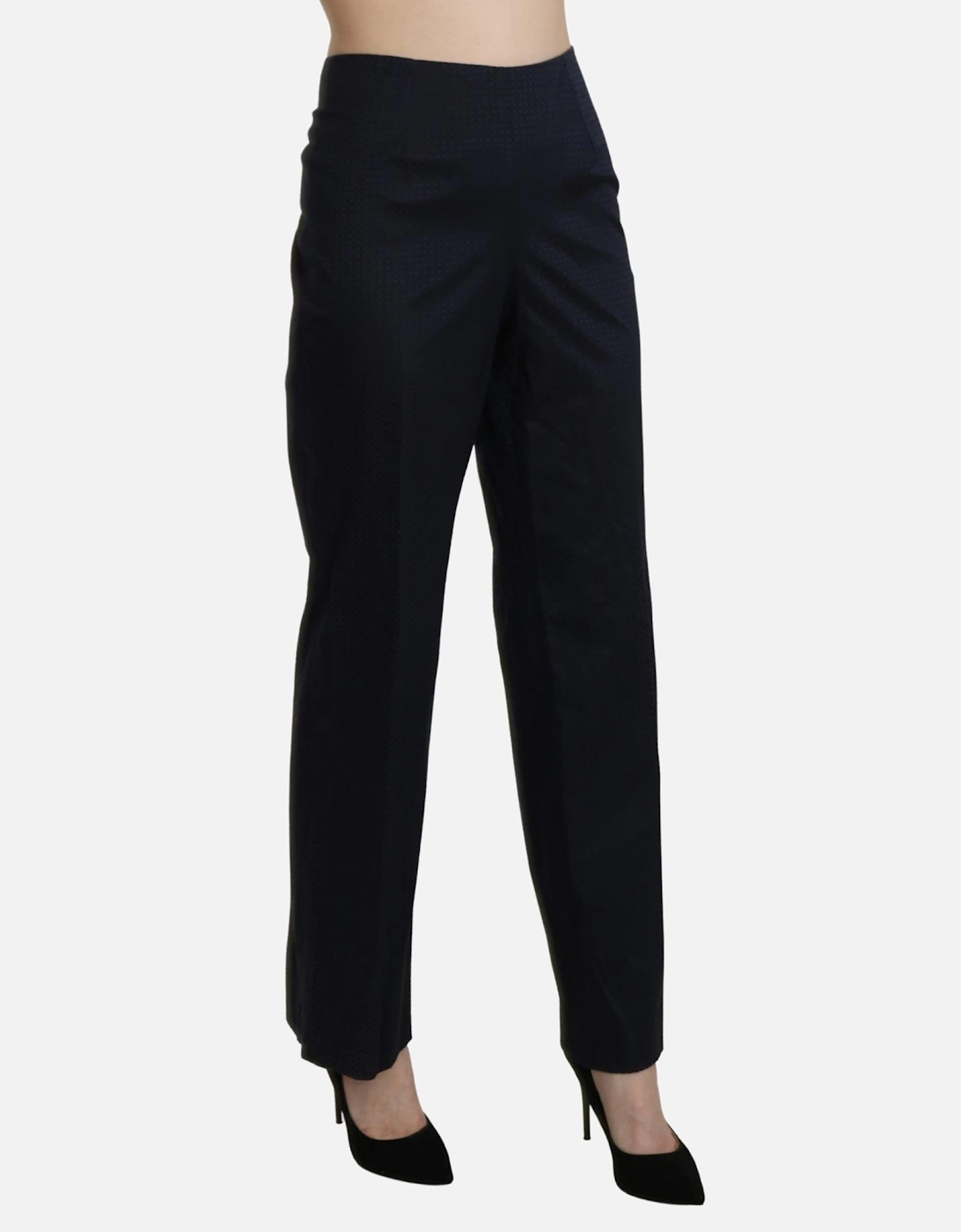 High Waist Straight Cotton Pants Women - Navy Blue Jeans