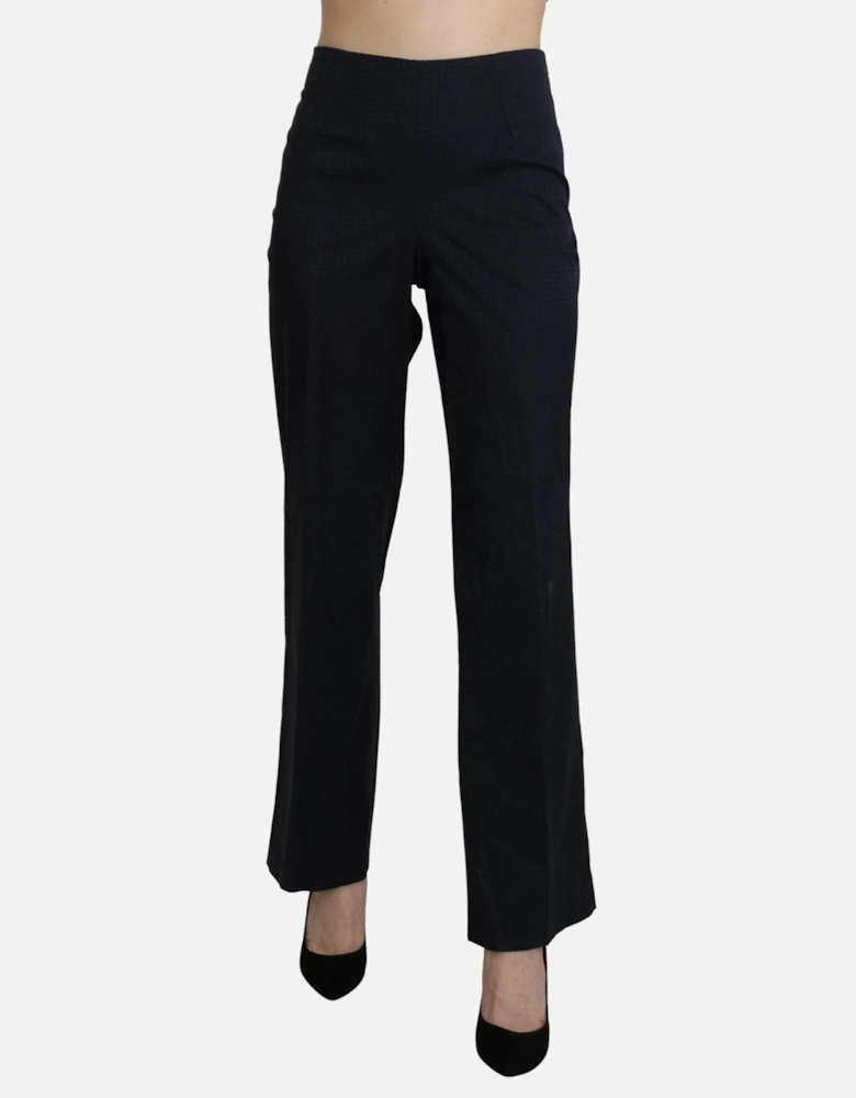 High Waist Straight Cotton Pants Women - Navy Blue Jeans