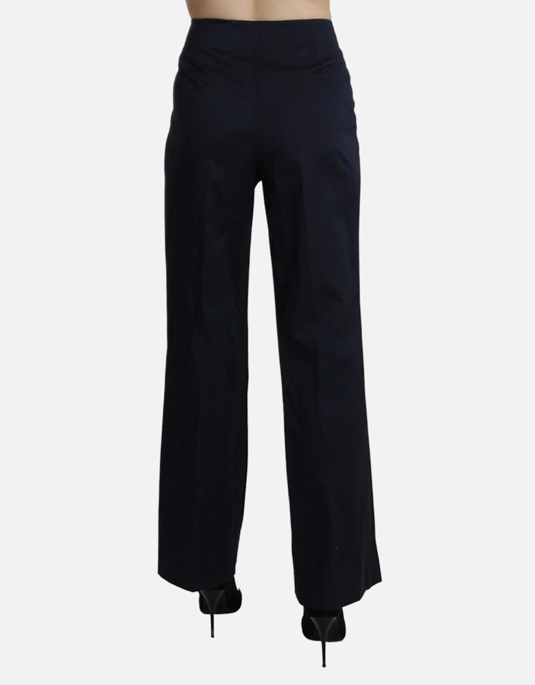 High Waist Straight Cotton Pants Women - Navy Blue Jeans