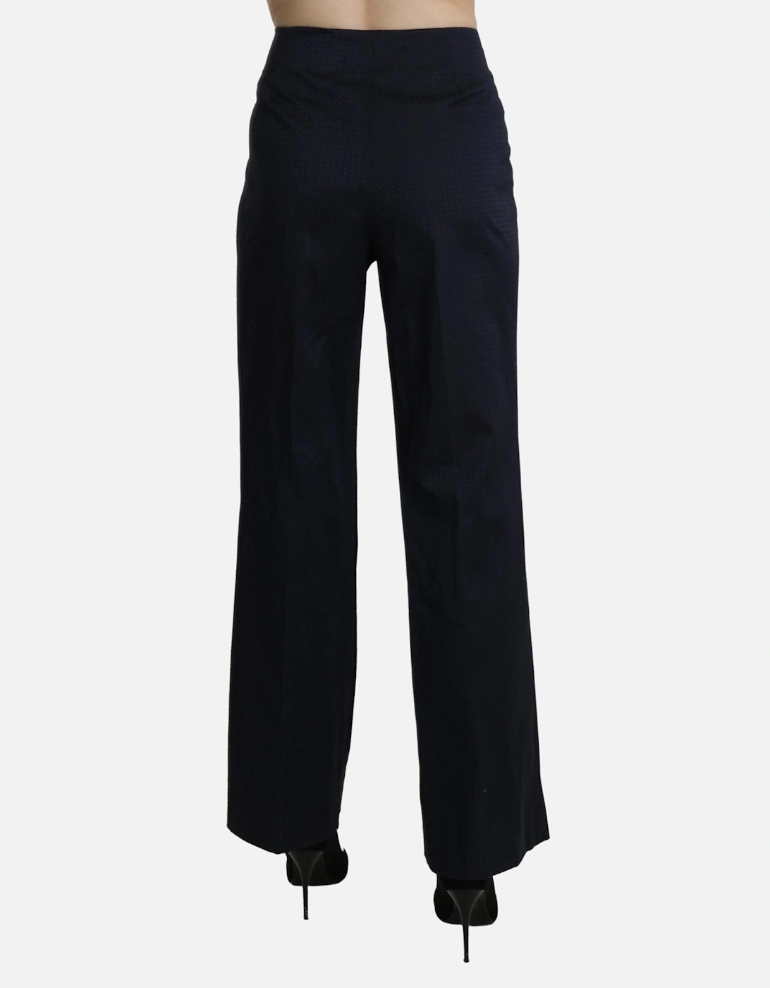 High Waist Straight Cotton Pants Women - Navy Blue Jeans