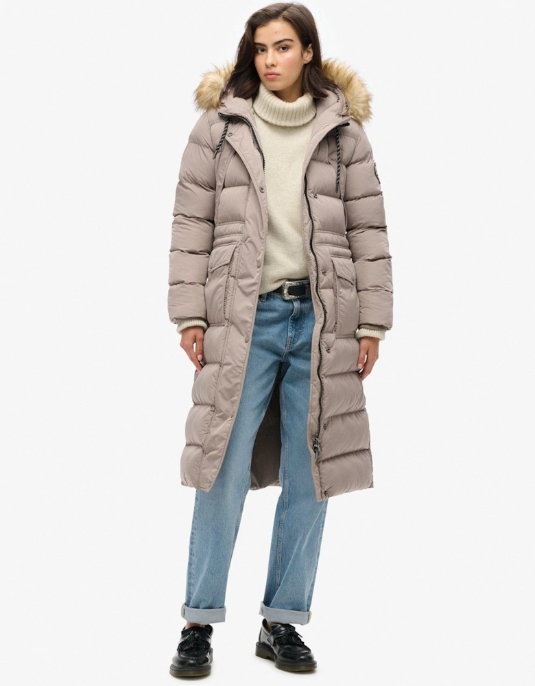 Everest Faux Fur Longline Jacket - Beige