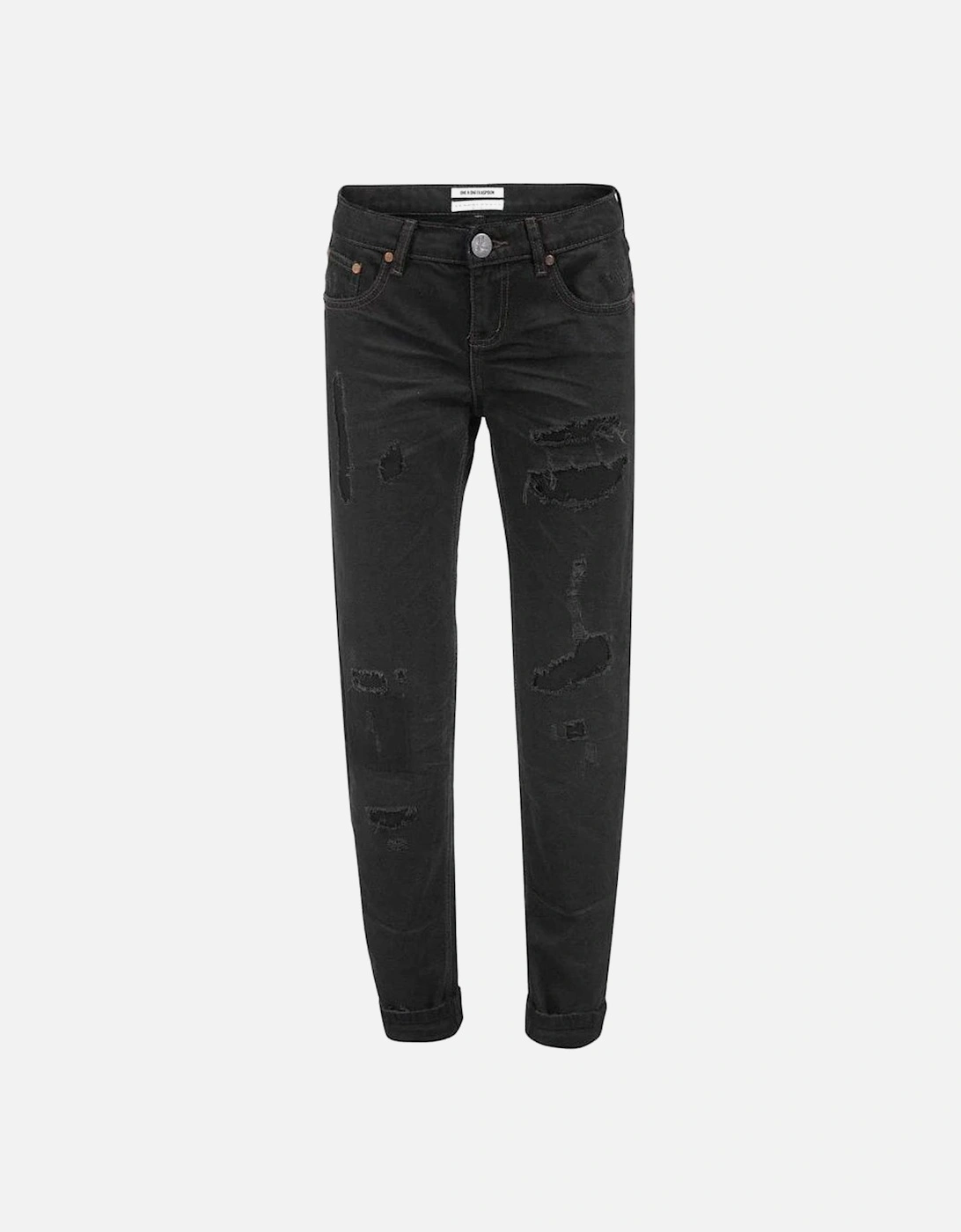 Distressed Black Jeans with Patched Rips Women Jeans, 4 of 3