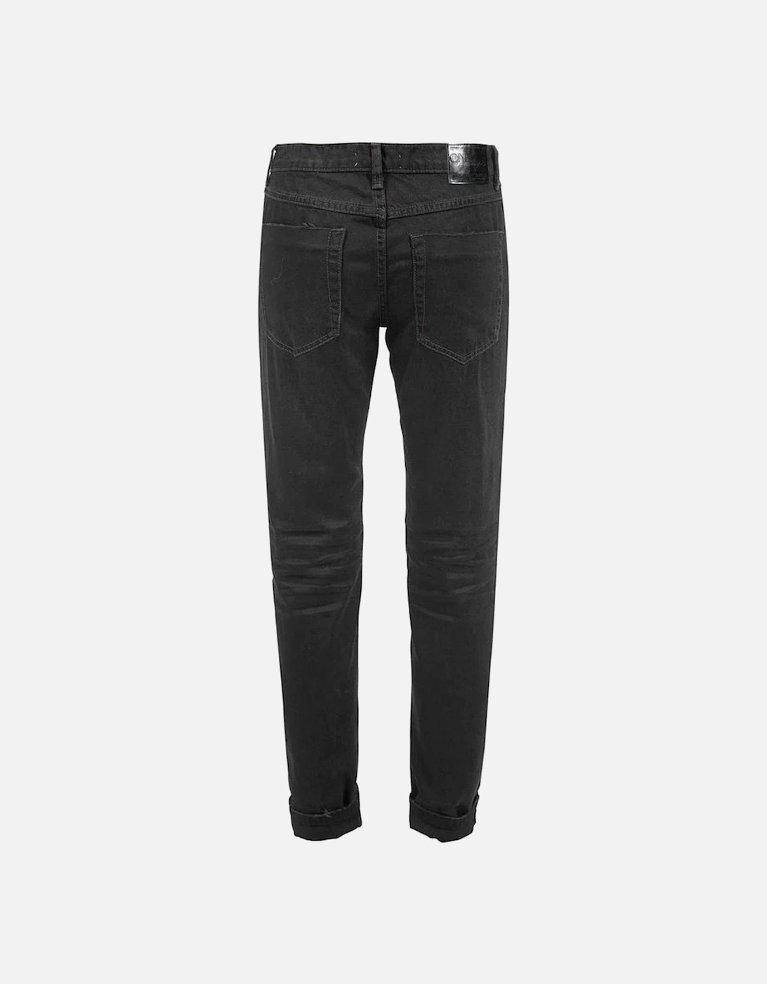Distressed Black Jeans with Patched Rips Women Jeans