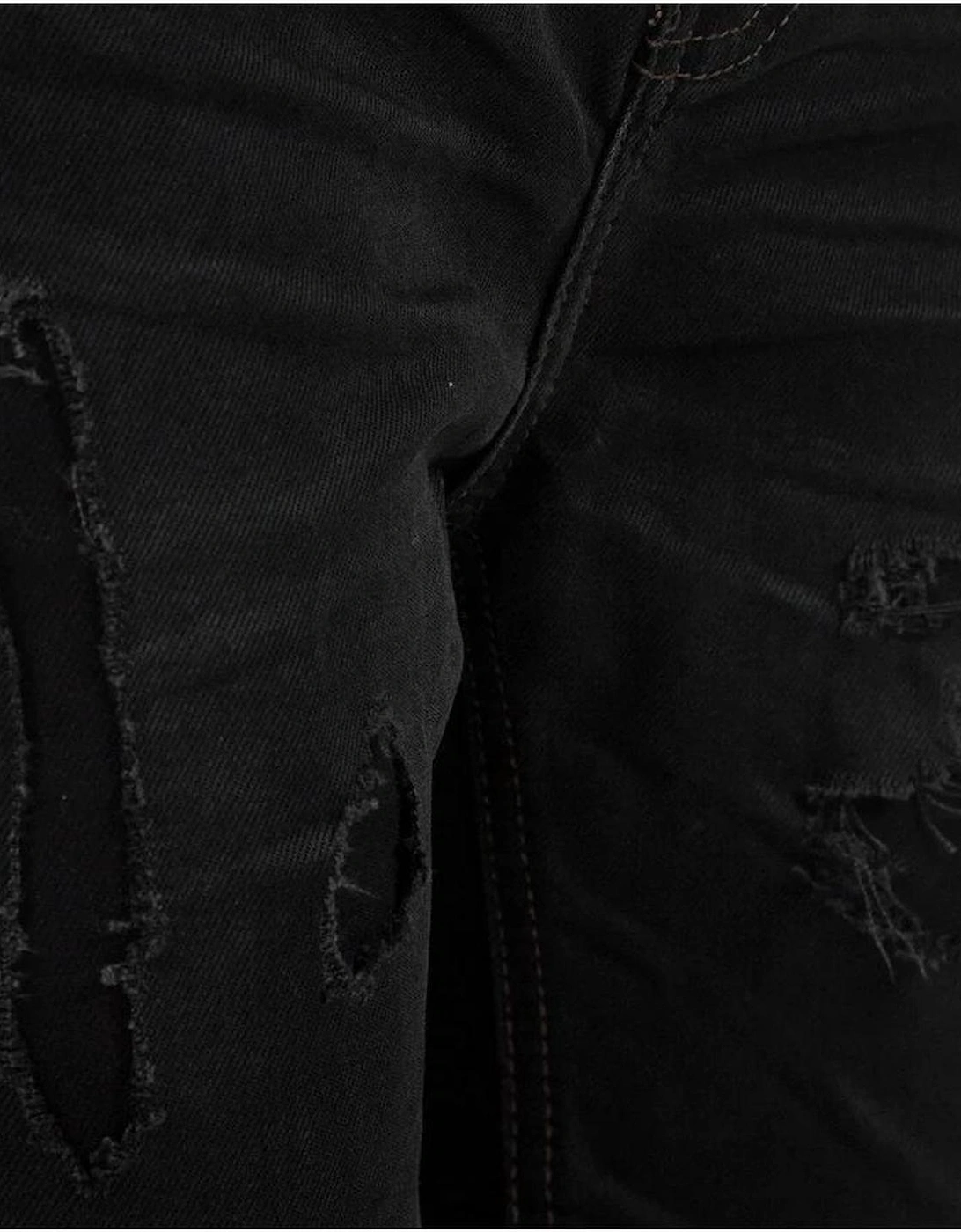Distressed Black Jeans with Patched Rips Women Jeans
