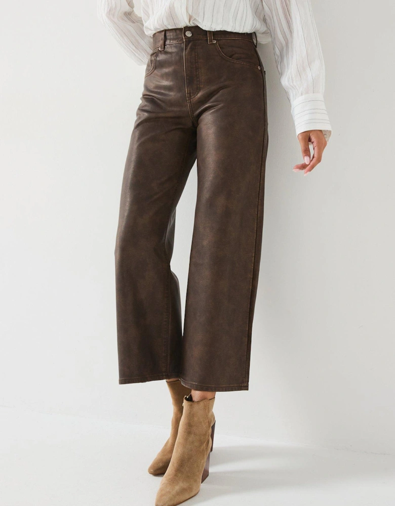 Misha Vegan Coated Pant - Dark Brown