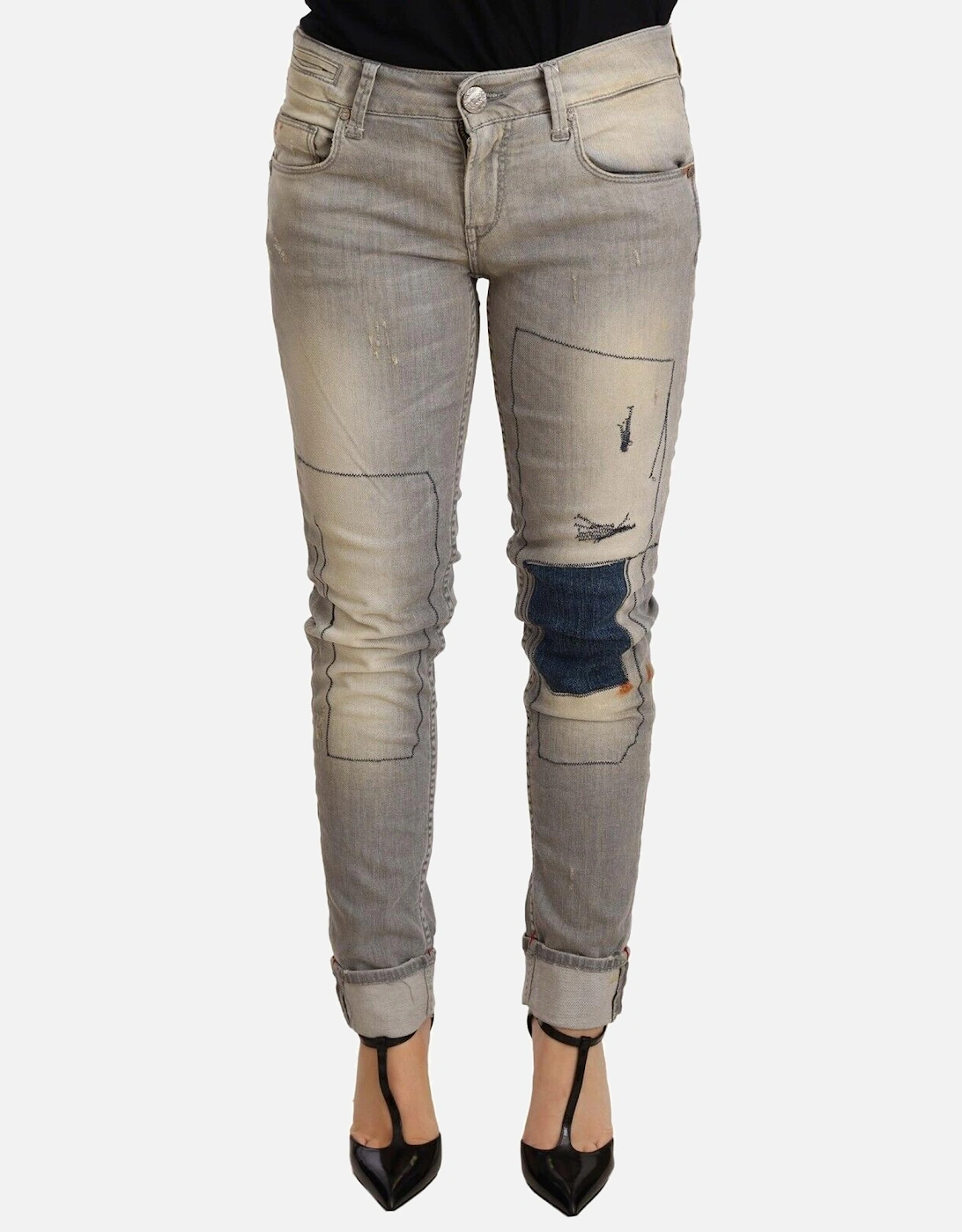PAN71200 Grey Patchwork Jeans Women - Gray Jeans, 4 of 3