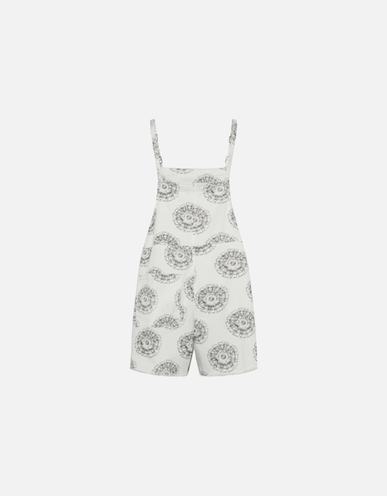 Abstract Pattern Denim Dress with Shoulder Pads and Frayed Hem Women -