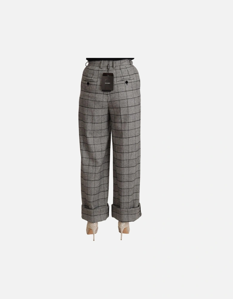 Dolce Gabbana Wide Leg Plaid Pants Women - Gray Jeans