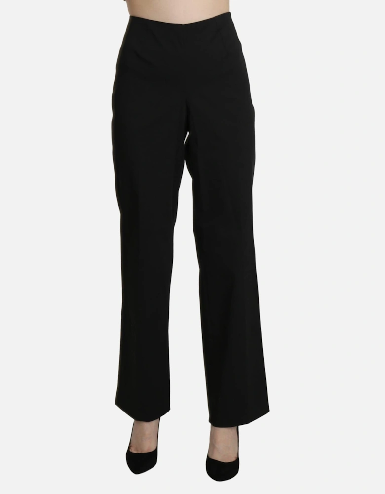 High Waist Straight Cotton Pants Women - Black Jeans