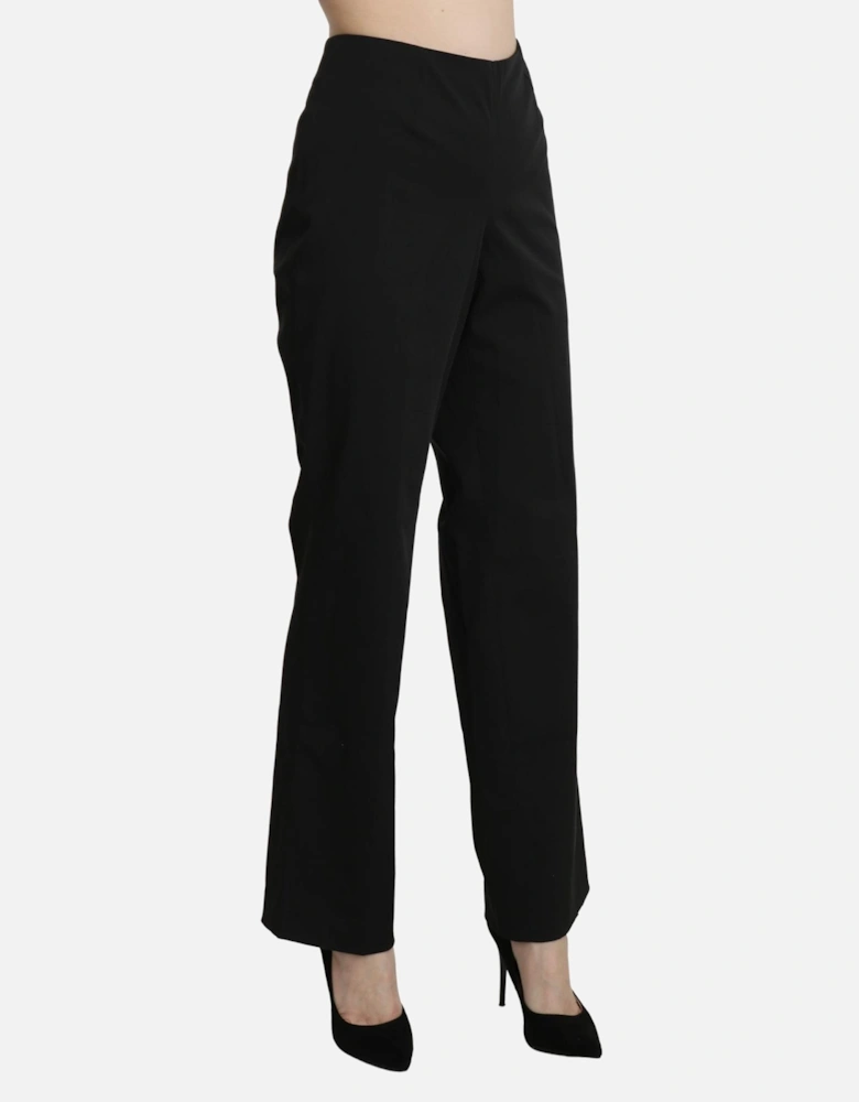 High Waist Straight Cotton Pants Women - Black Jeans