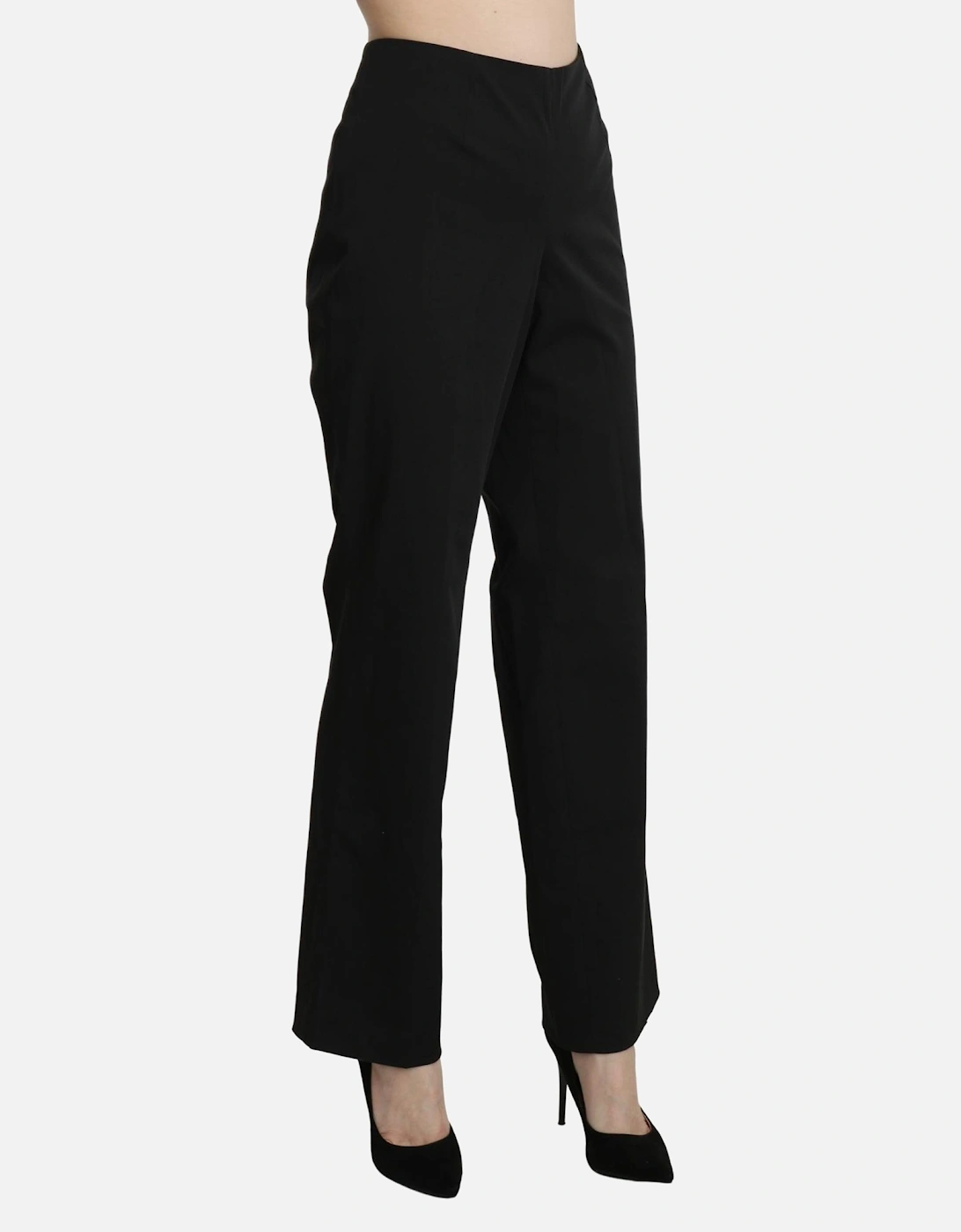 High Waist Straight Cotton Pants Women - Black Jeans