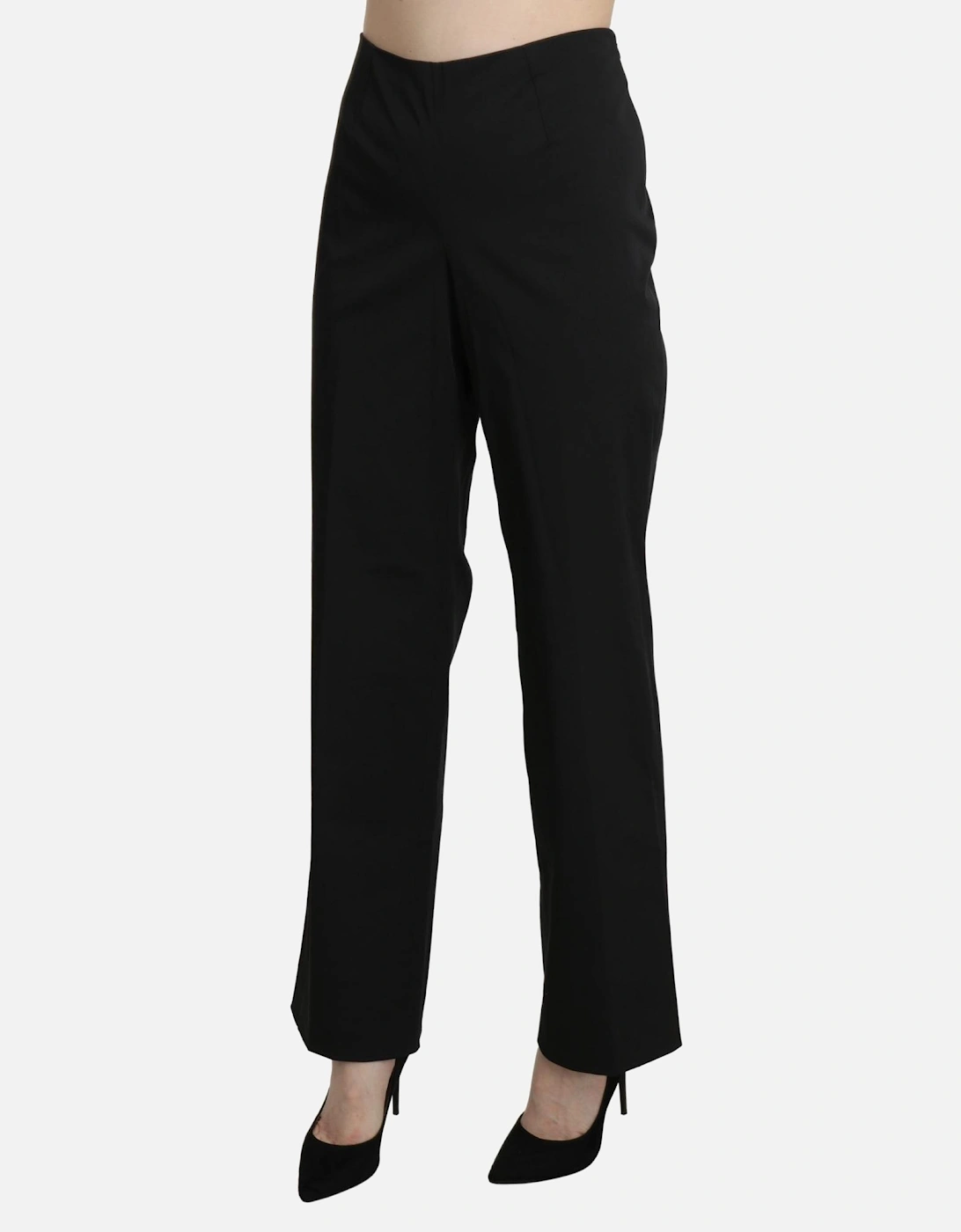 High Waist Straight Cotton Pants Women - Black Jeans