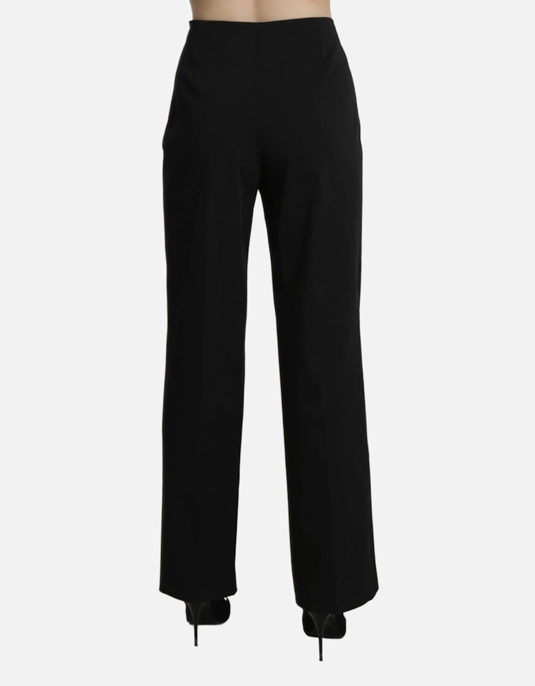 High Waist Straight Cotton Pants Women - Black Jeans