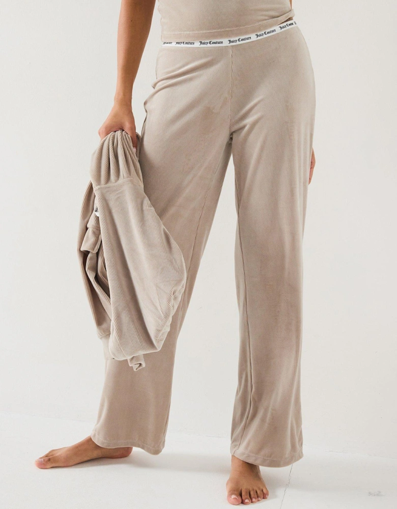 Vicky Rib Flare Lounge Trouser - Beige