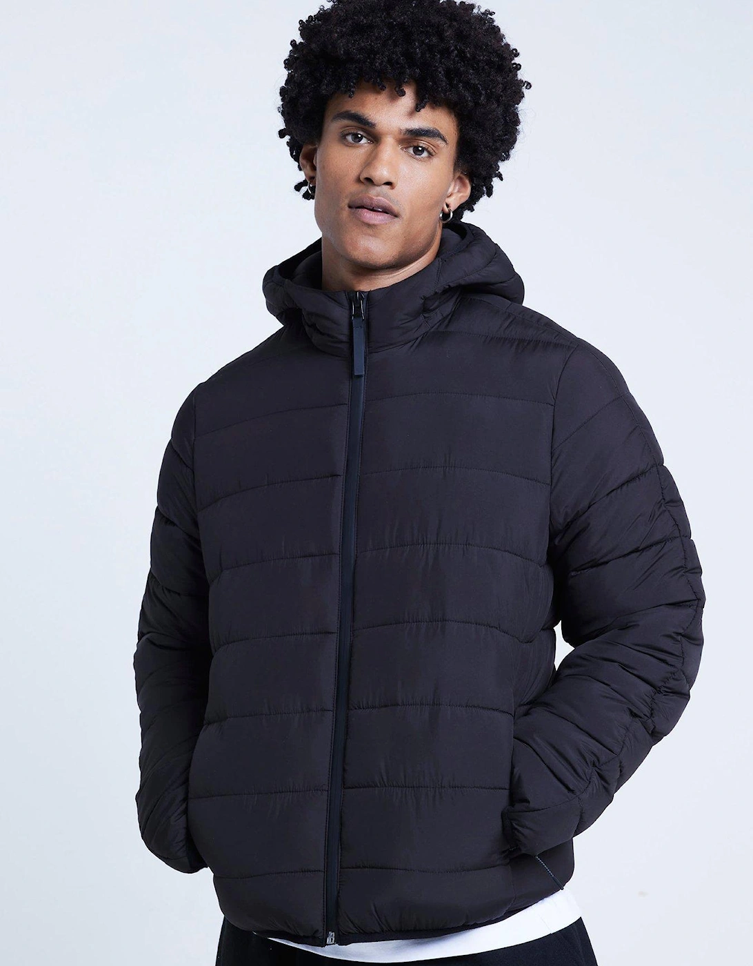 Quilted Hooded Padded Jacket - Black, 7 of 6