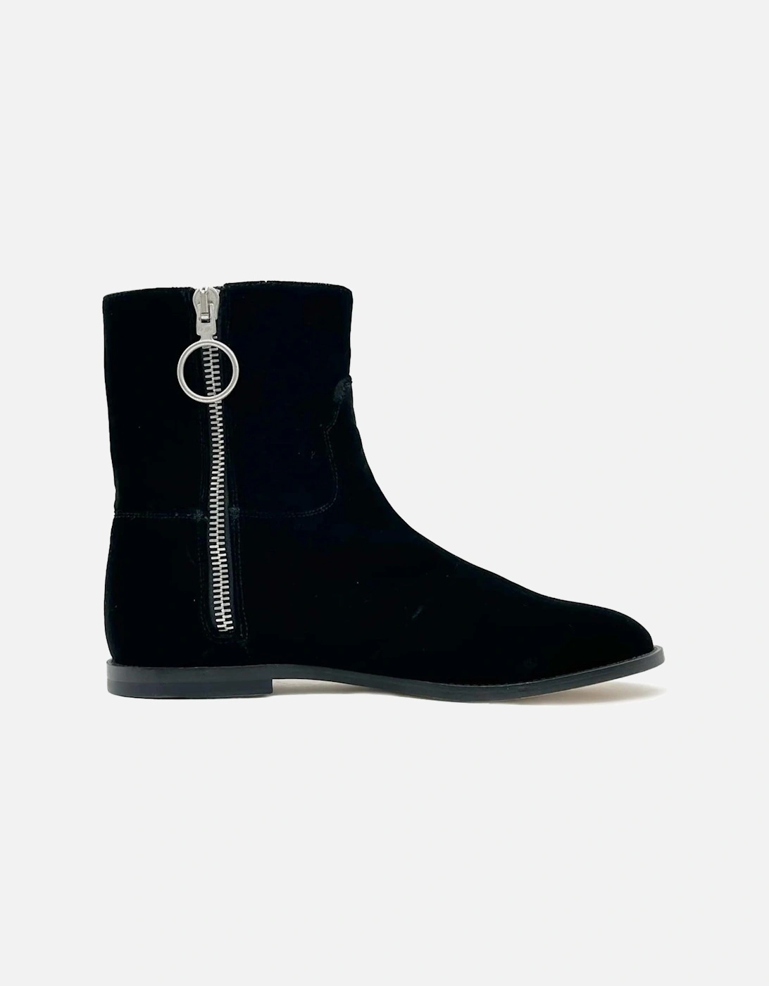 Suede Calfskin Ankle Boots with Zip Opening and Printed Logo Women -, 4 of 3