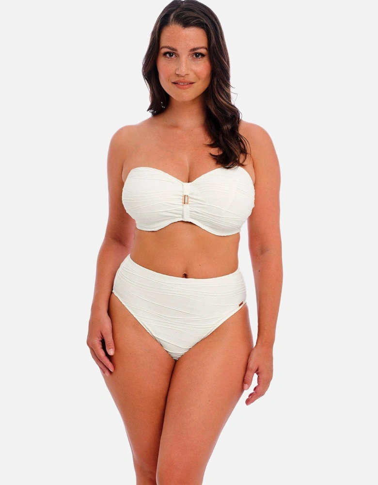 Beach Waves Underwired Bandeau Bikini Top - White