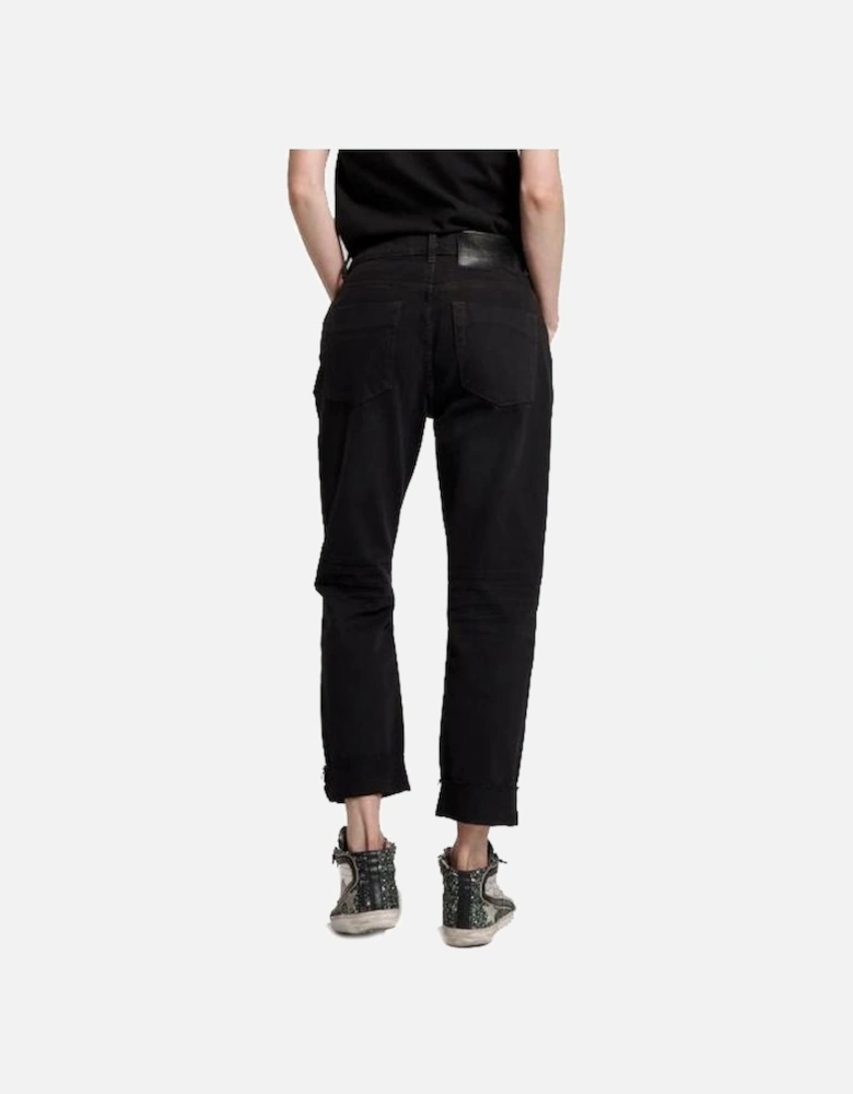 Organic Cotton Black Jeans with Raw Hem Women Jeans
