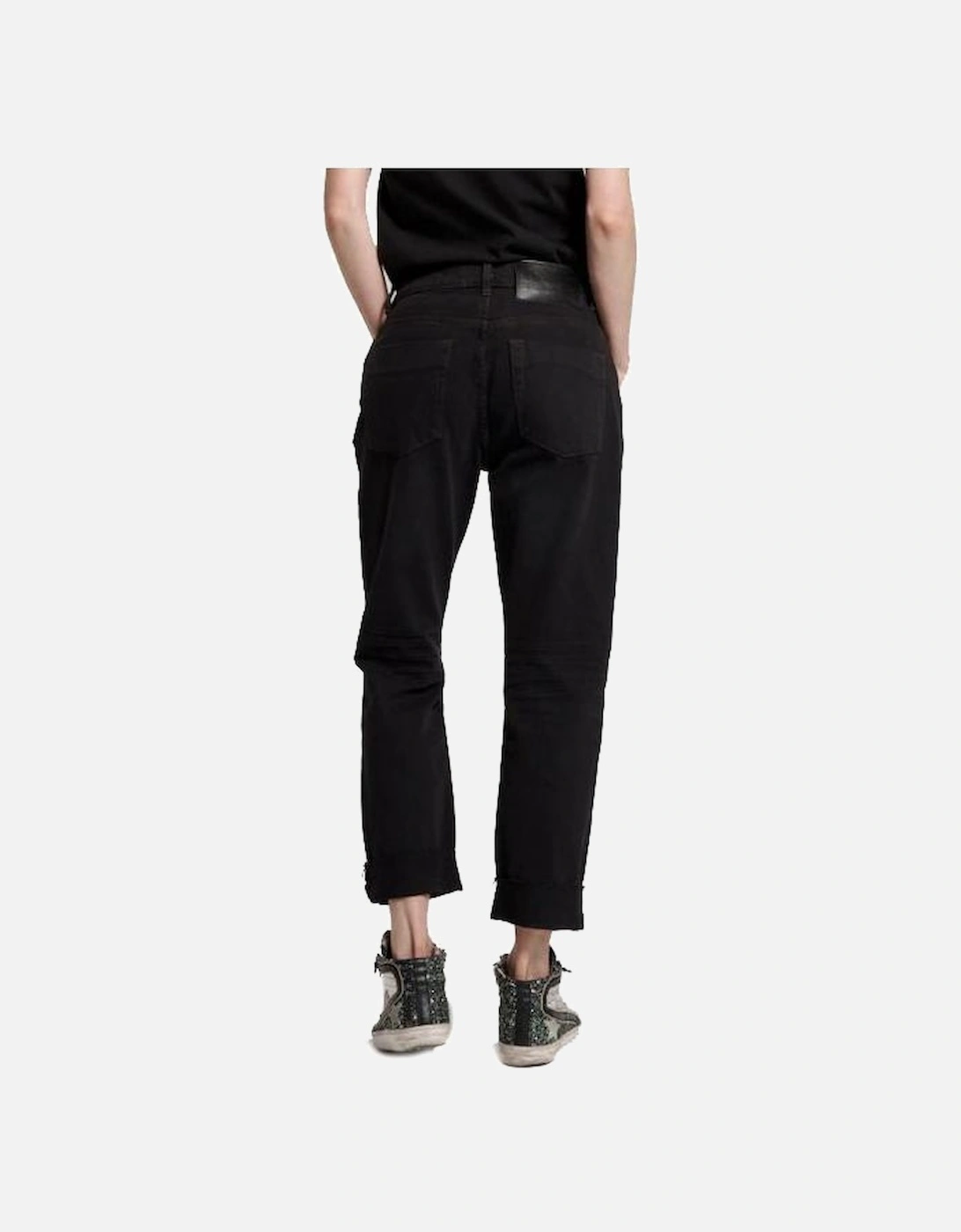 Organic Cotton Black Jeans with Raw Hem Women Jeans