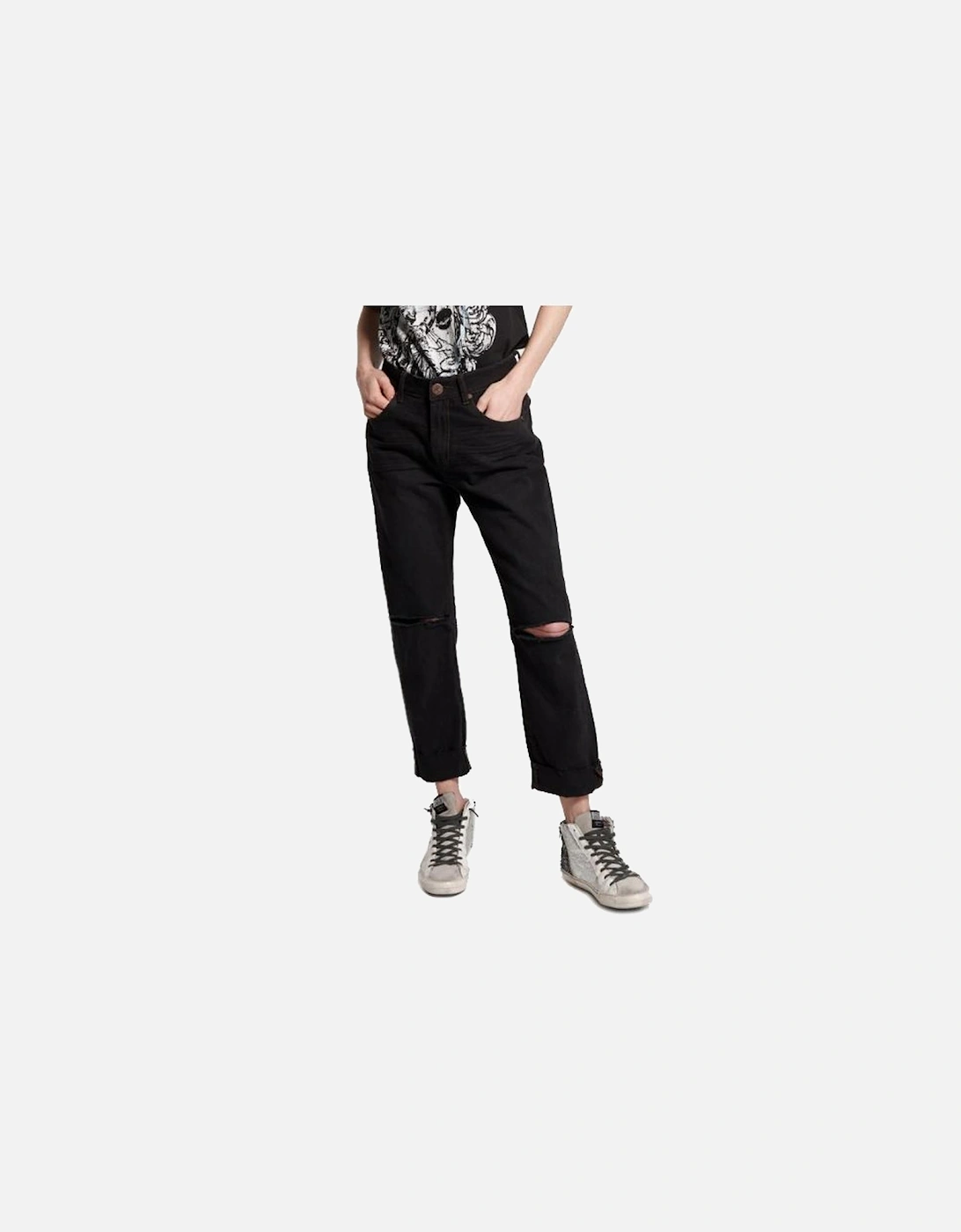 Organic Cotton Black Jeans with Raw Hem Women Jeans, 4 of 3