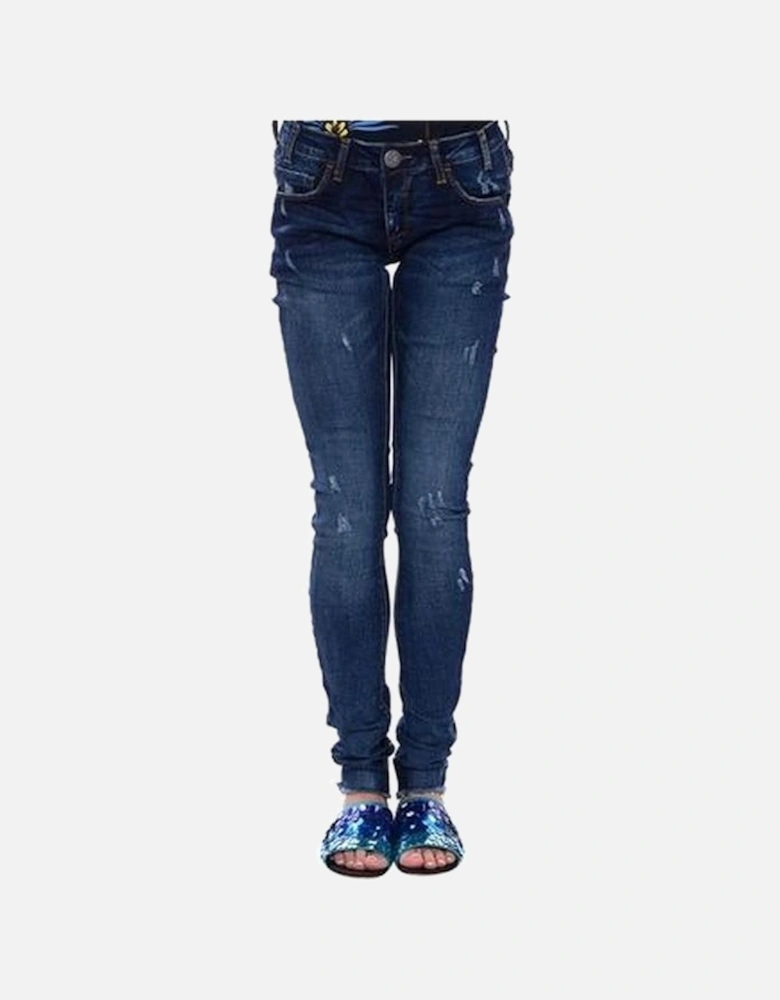 Organic Cotton Skinny Jeans with Distressed Details Women - Blue Jeans