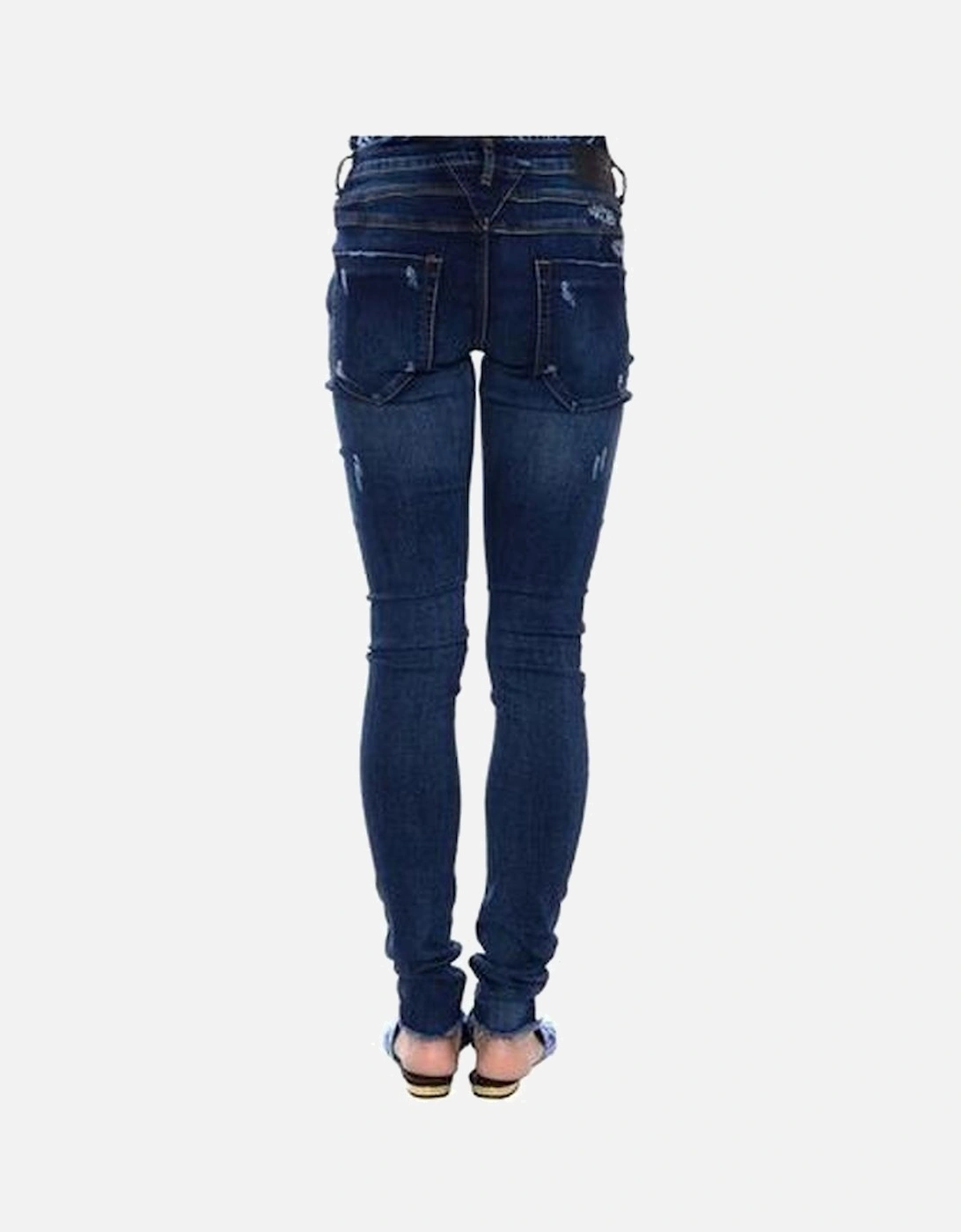 Organic Cotton Skinny Jeans with Distressed Details Women - Blue Jeans