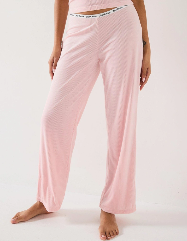 Vicky Rib Flare Lounge Trouser - Pink