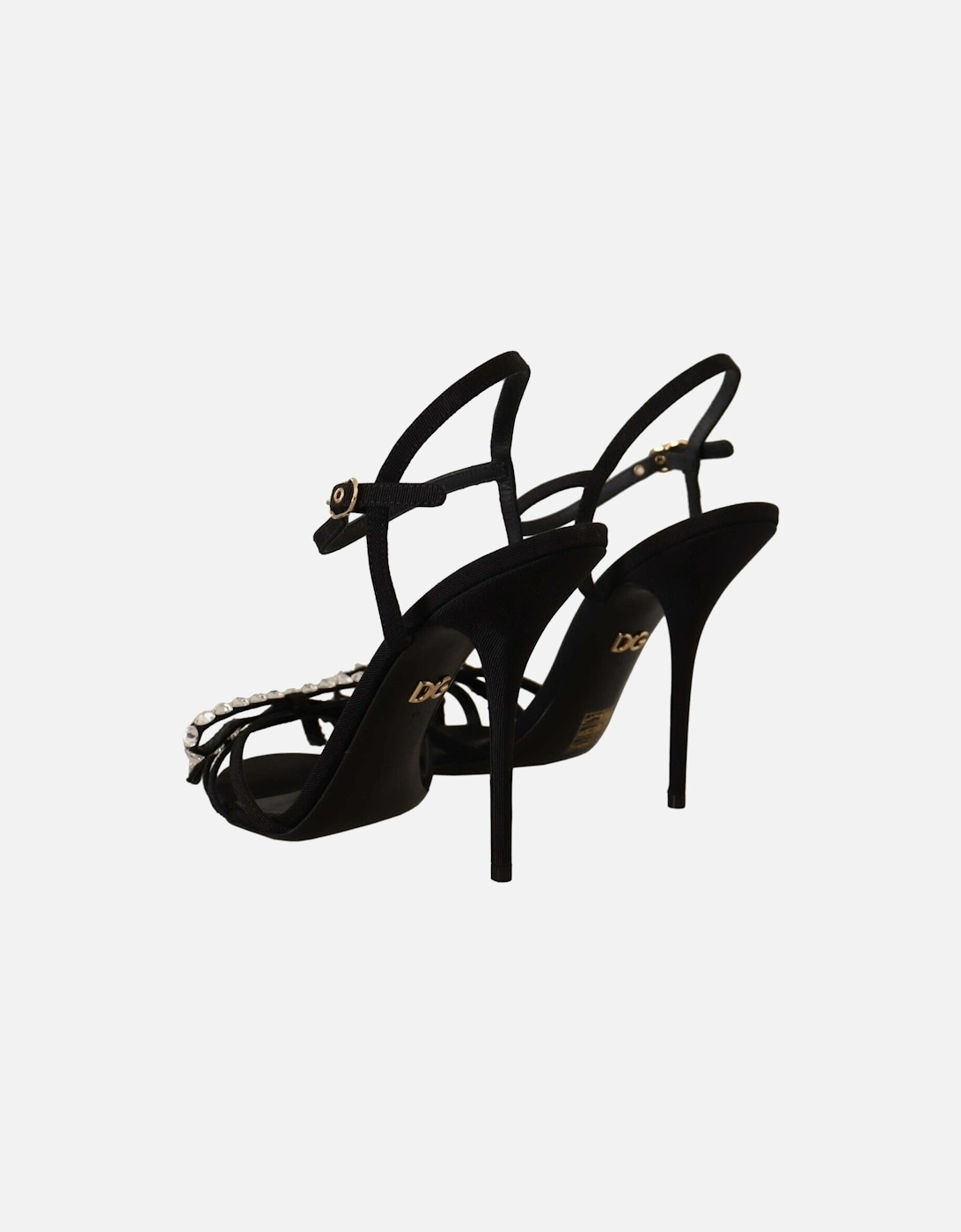 CrystalEmbellished Sandals AnkleStrap High Heels Women - Black