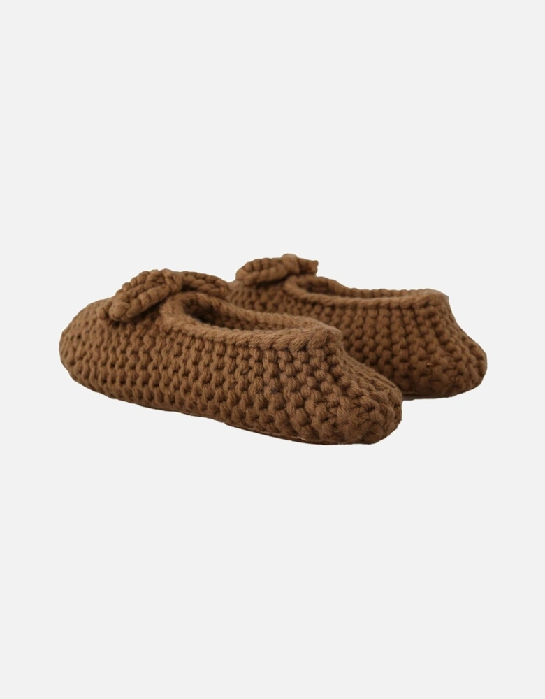 Knitted Slippers Brown Casual Women Flats