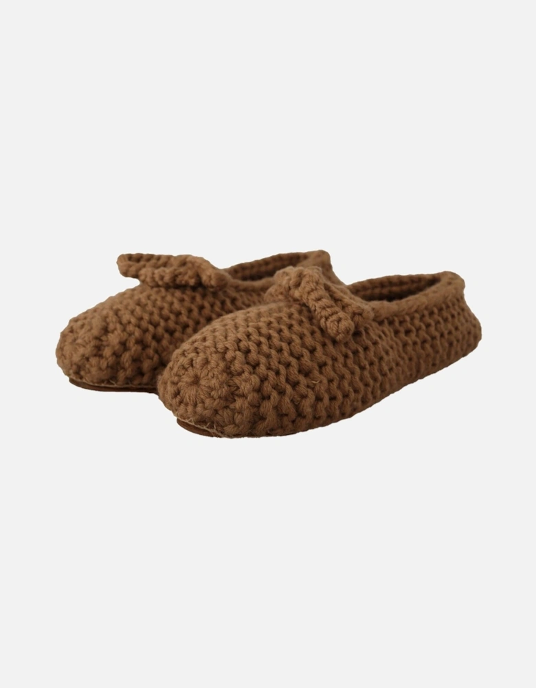 Knitted Slippers Brown Casual Women Flats