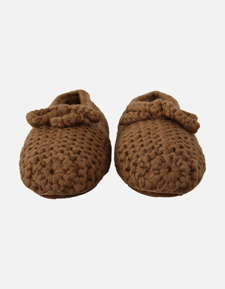 Knitted Slippers Brown Casual Women Flats