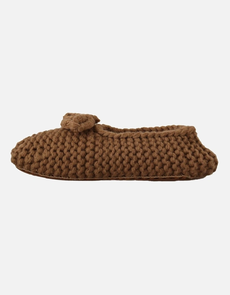 Knitted Slippers Brown Casual Women Flats