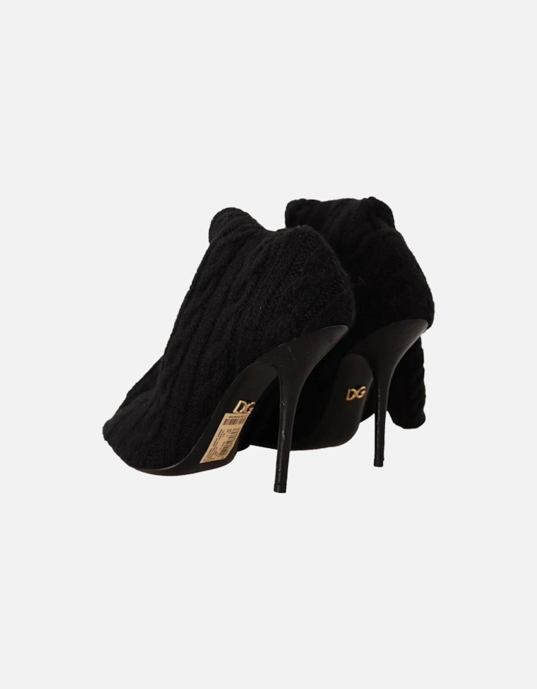 Dolce Gabbana Cable Knit Boots KneeHigh Stilettos Women - Black