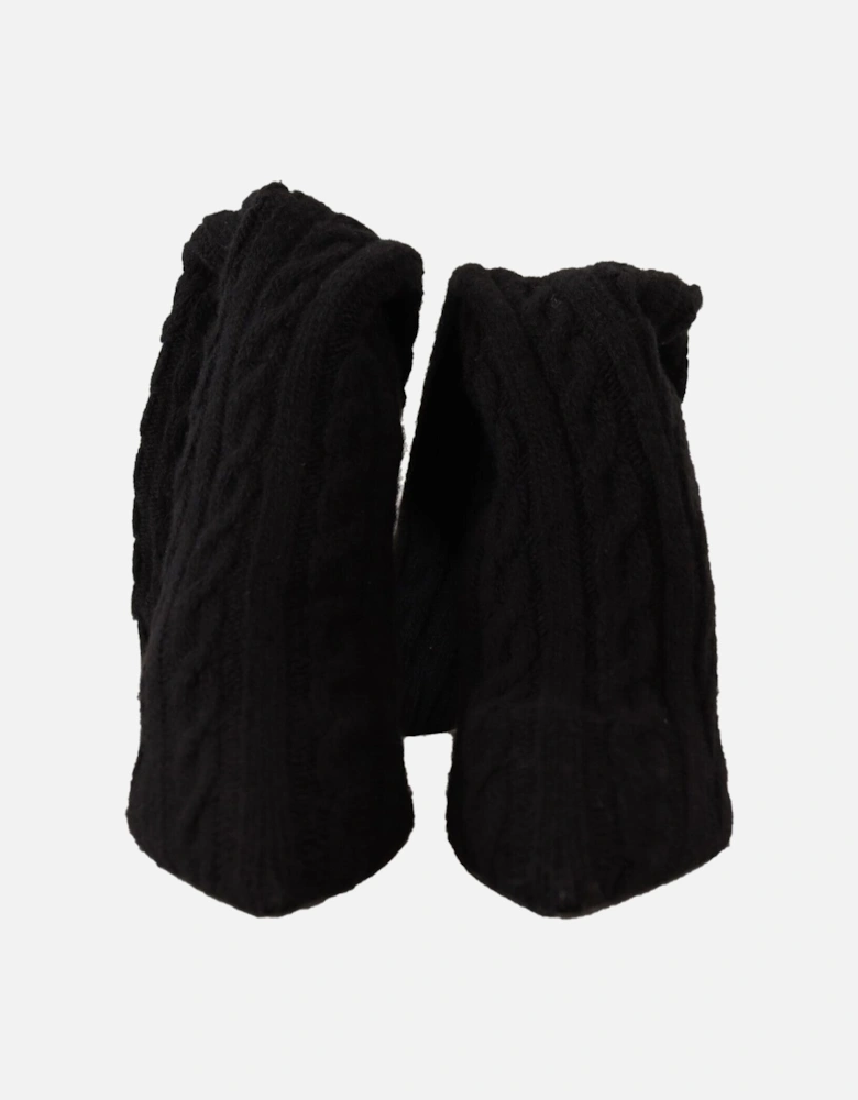Dolce Gabbana Cable Knit Boots KneeHigh Stilettos Women - Black