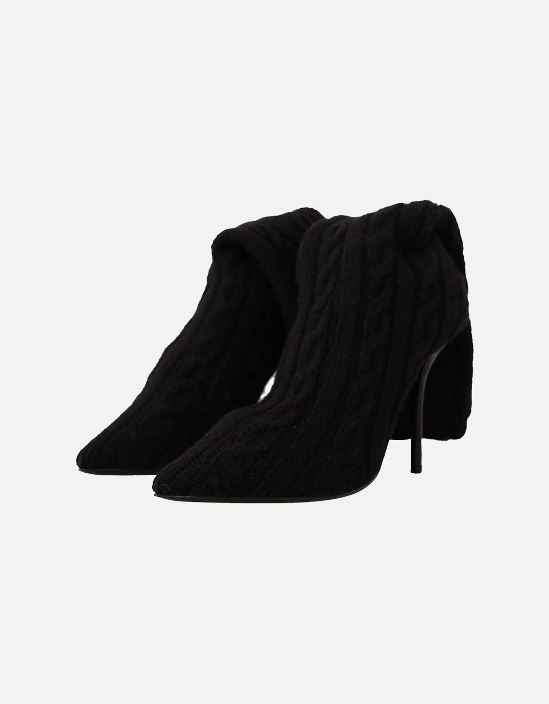 Dolce Gabbana Cable Knit Boots KneeHigh Stilettos Women - Black