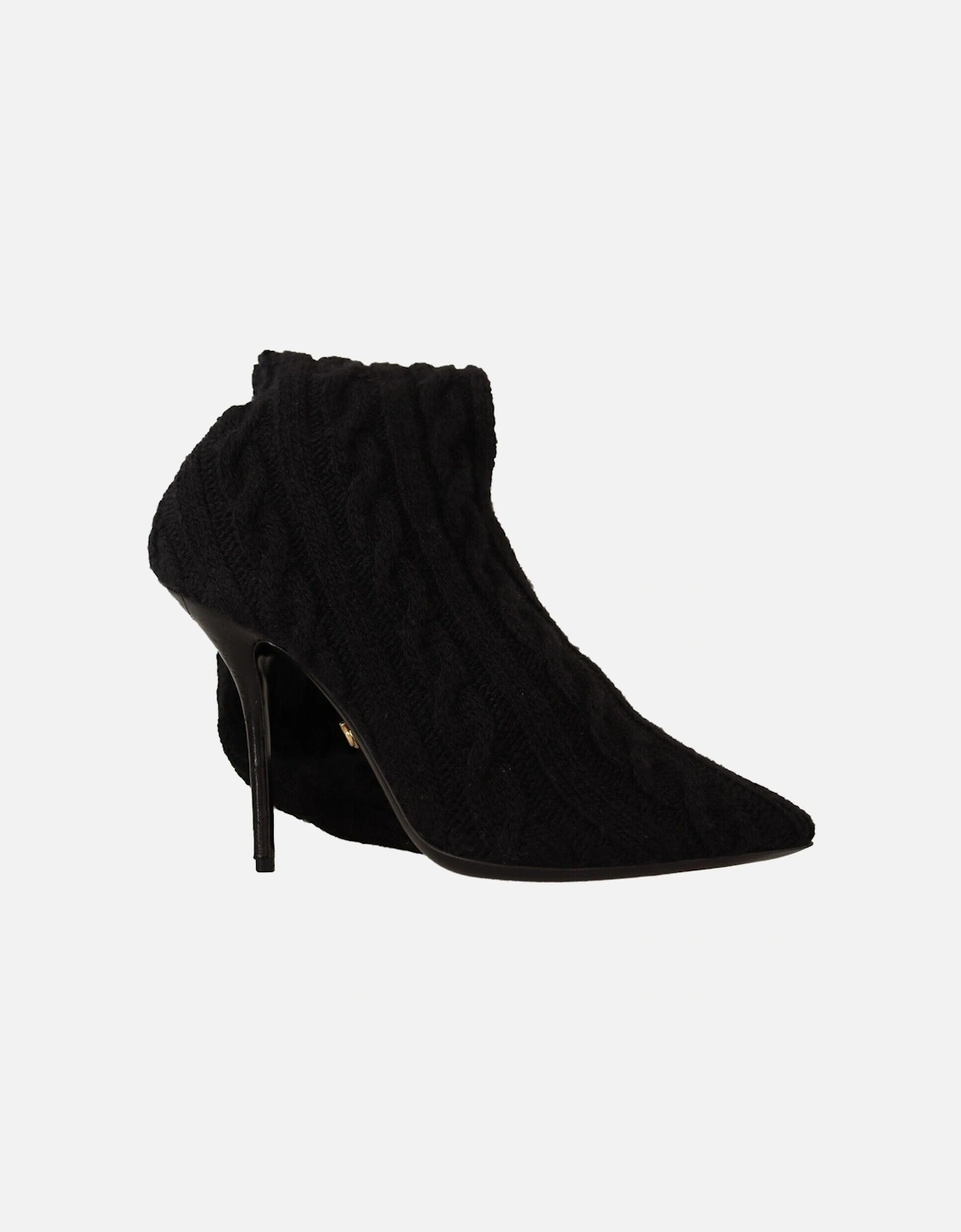 Dolce Gabbana Cable Knit Boots KneeHigh Stilettos Women - Black