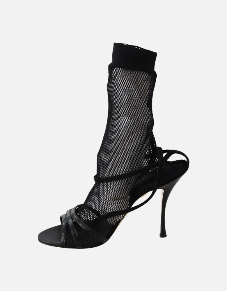 Mesh Leather Sandals LA8942 Women - Black Boots