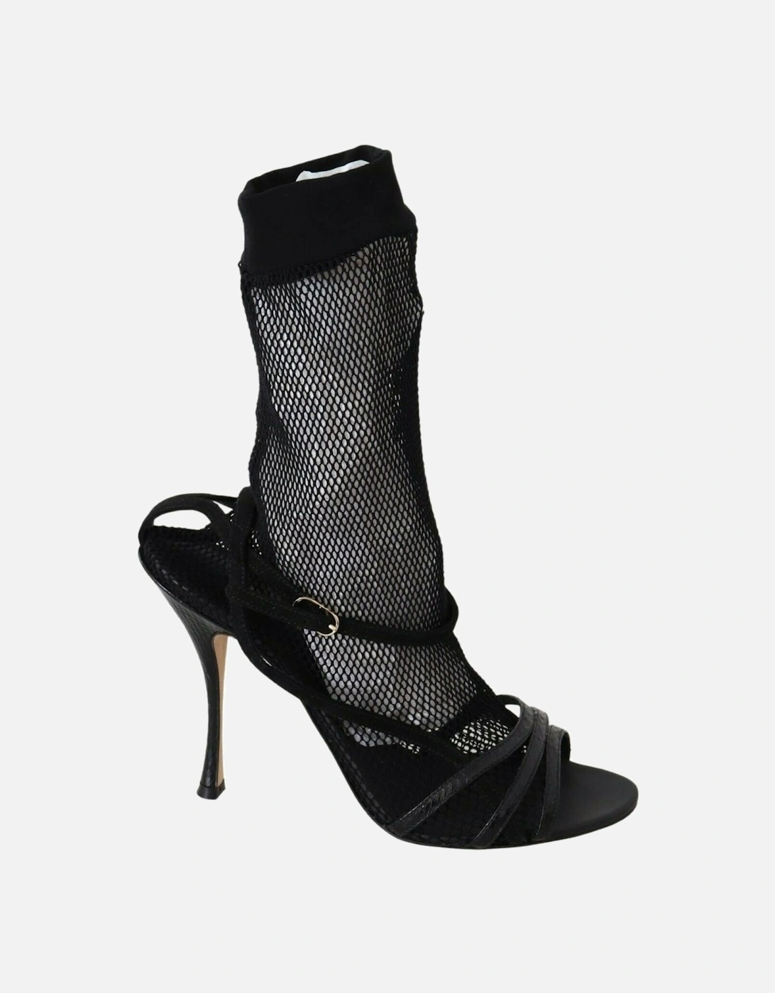 Mesh Leather Sandals LA8942 Women - Black Boots, 7 of 6