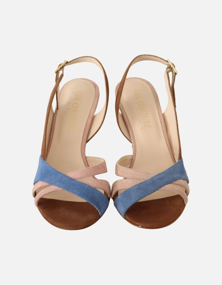 Suede Slingback Heels Sandals with Leather Sole Women - Multicolor