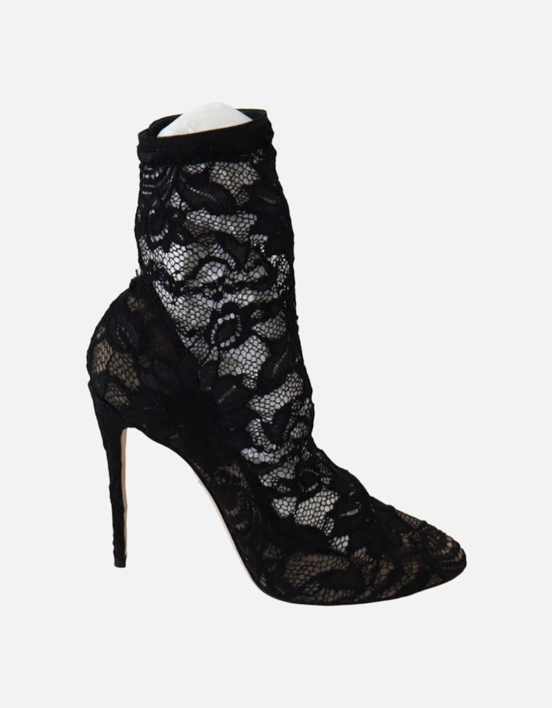 Lace Booties Black Lace High Heels Women