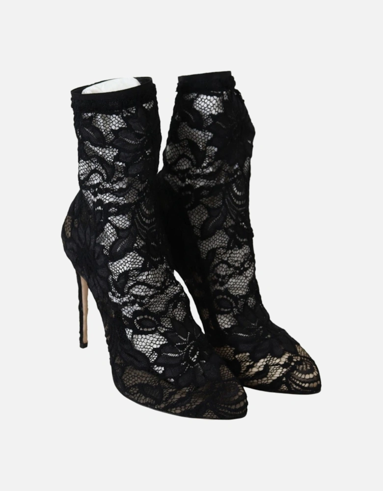 Lace Booties Black Lace High Heels Women