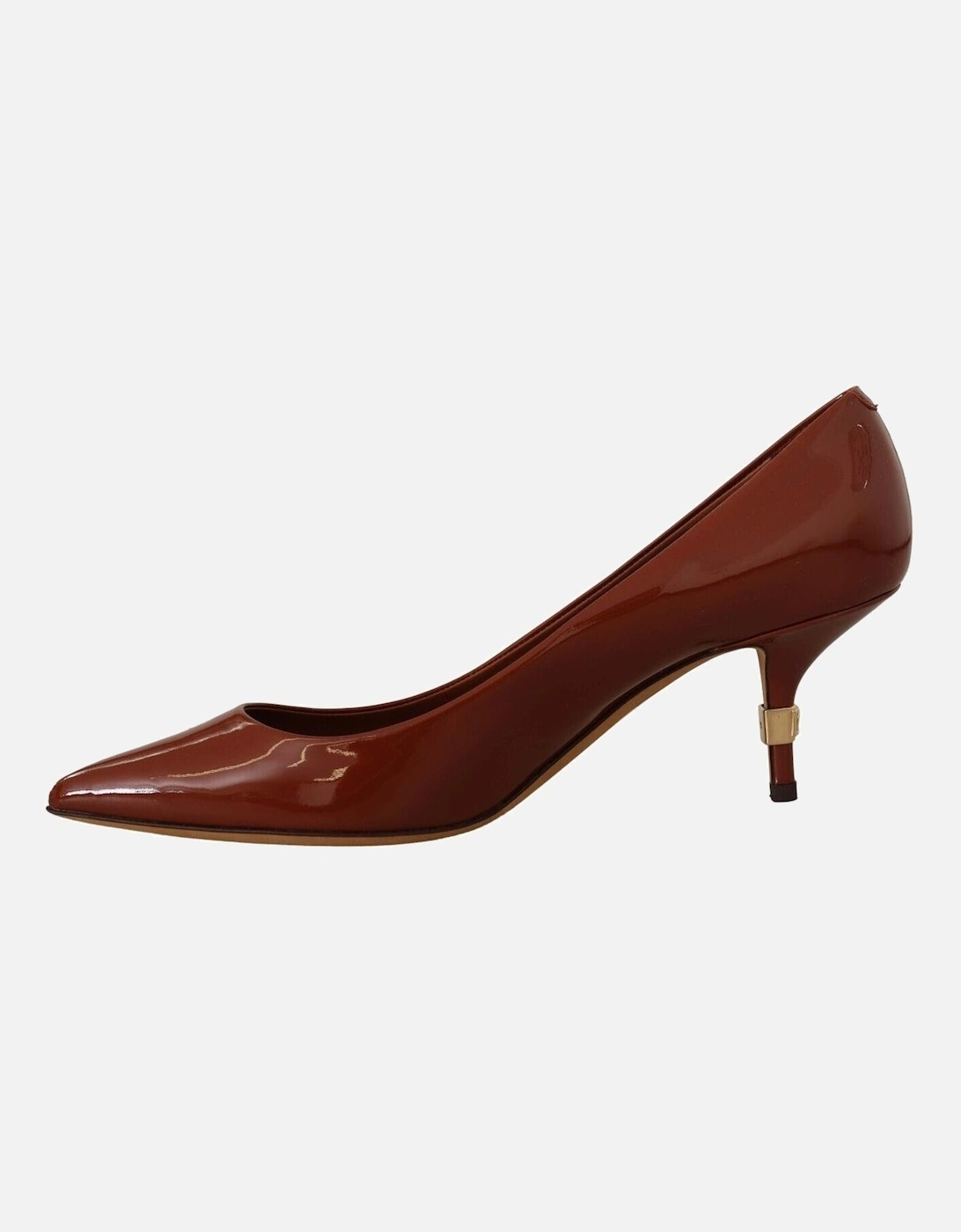 Patent Leather Pumps Kitten Heels Women - Brown