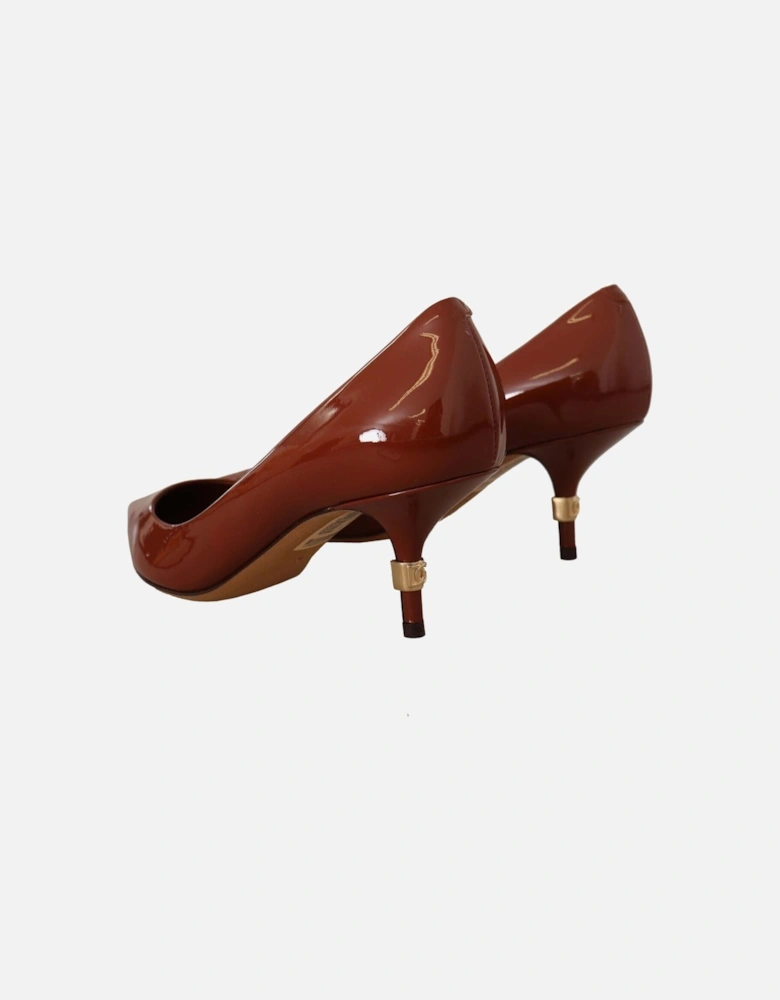 Patent Leather Pumps Kitten Heels Women - Brown