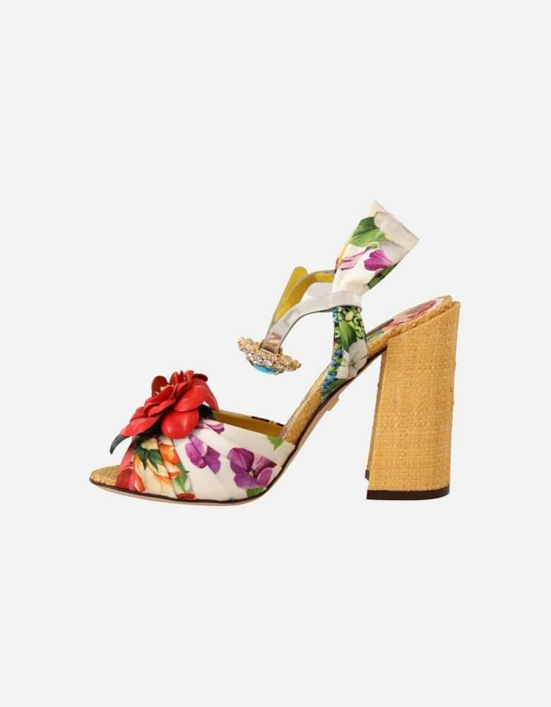 Floral Print Raffia SandalsHigh Heel Women - Multicolor