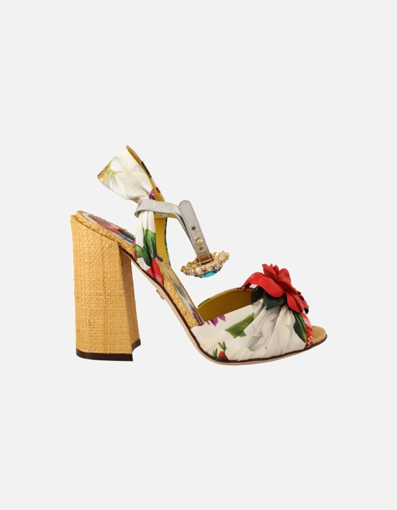 Floral Print Raffia SandalsHigh Heel Women - Multicolor