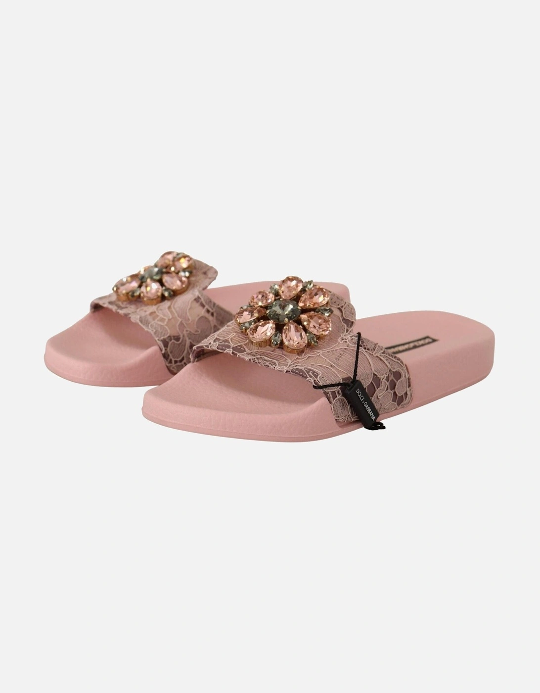 Lace Slides Embellished Women - Pink Flats