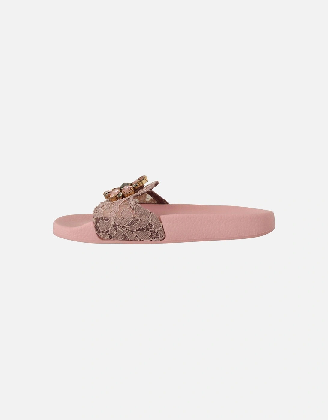 Lace Slides Embellished Women - Pink Flats