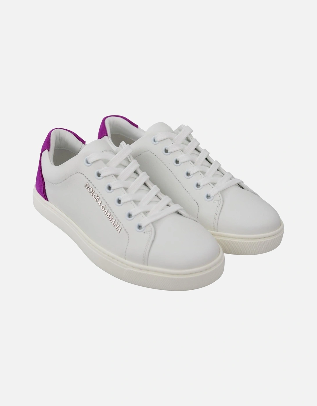 Leather Sneakers Suede Heel Detail Women - White