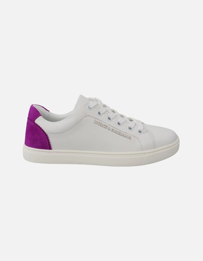 Leather Sneakers Suede Heel Detail Women - White