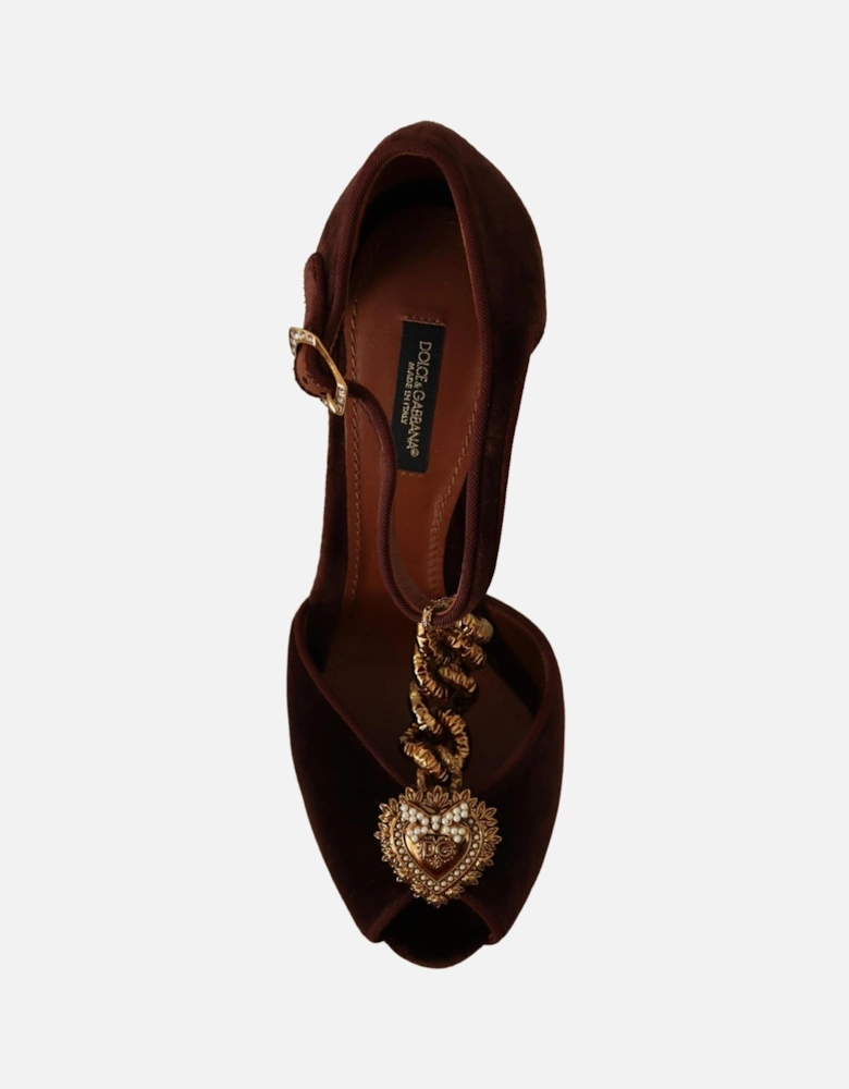 Velvet Slingback Heels DGstyle Women - Brown Sandals